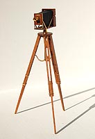 Miniature Handmade Antique Camera on Tripod - Click for Enlargement
